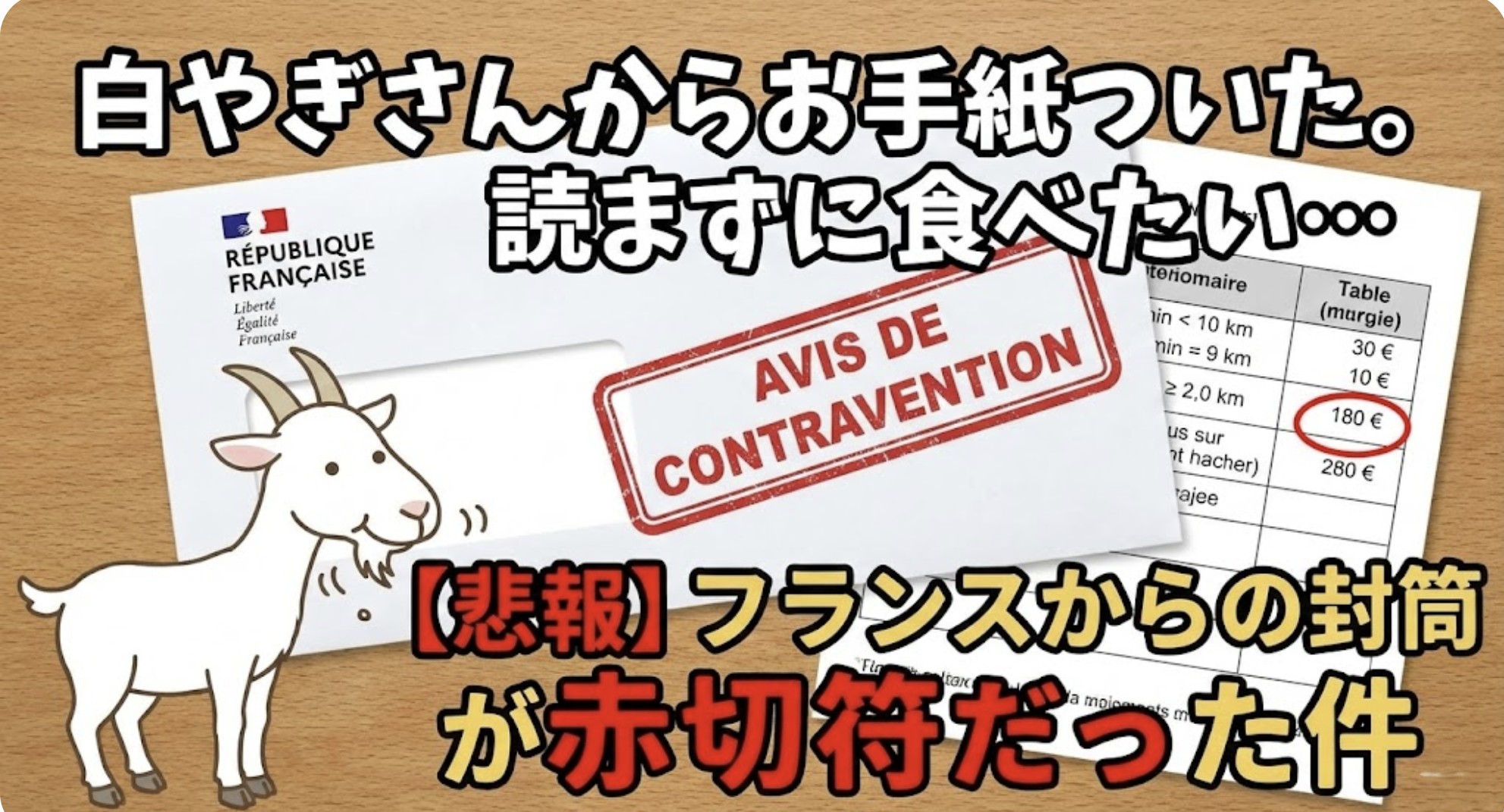 白やぎさんからお手紙ついた。読まずに食べたい「フランス政府からの罰金請求書」